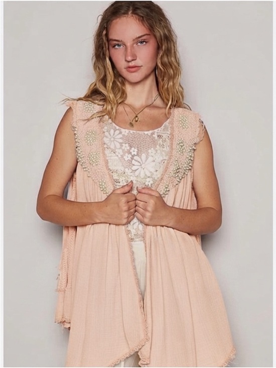 POL Tops - POL Pearl Embellished Sleeveless Layering Vest NWOT